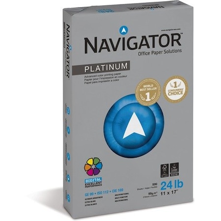 Soporcel North America Navigator NPL1724, PLATINUM PAPER, 99 BRIGHT, 24LB, 11 X 17, WHITE, 5PK SNANPL1724